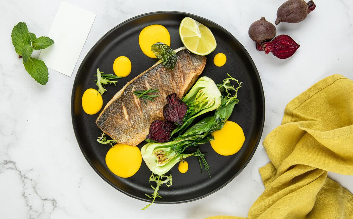 Sea bass fillet in a Mediterranean diet
